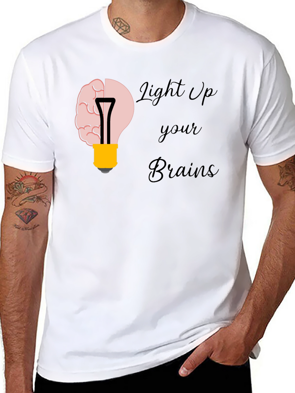 Light Up Your Brains Graphic T-Shirt - Black