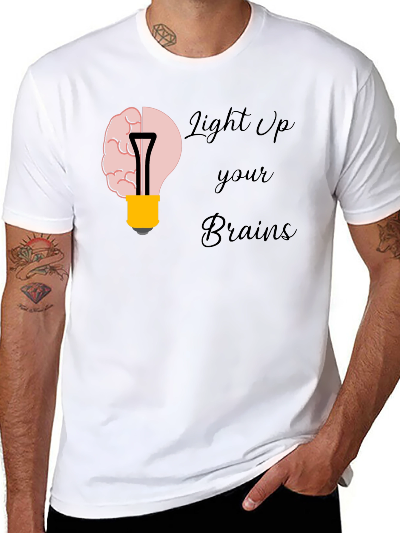 Light Up Your Brains Graphic T-Shirt - Black