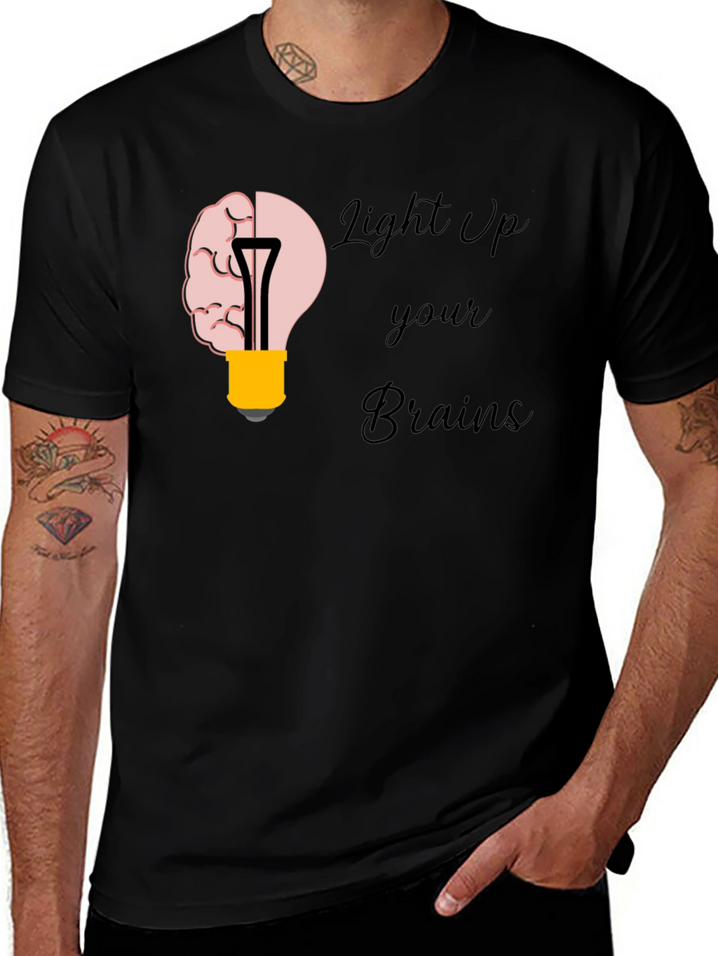 Light Up Your Brains Graphic T-Shirt - Black