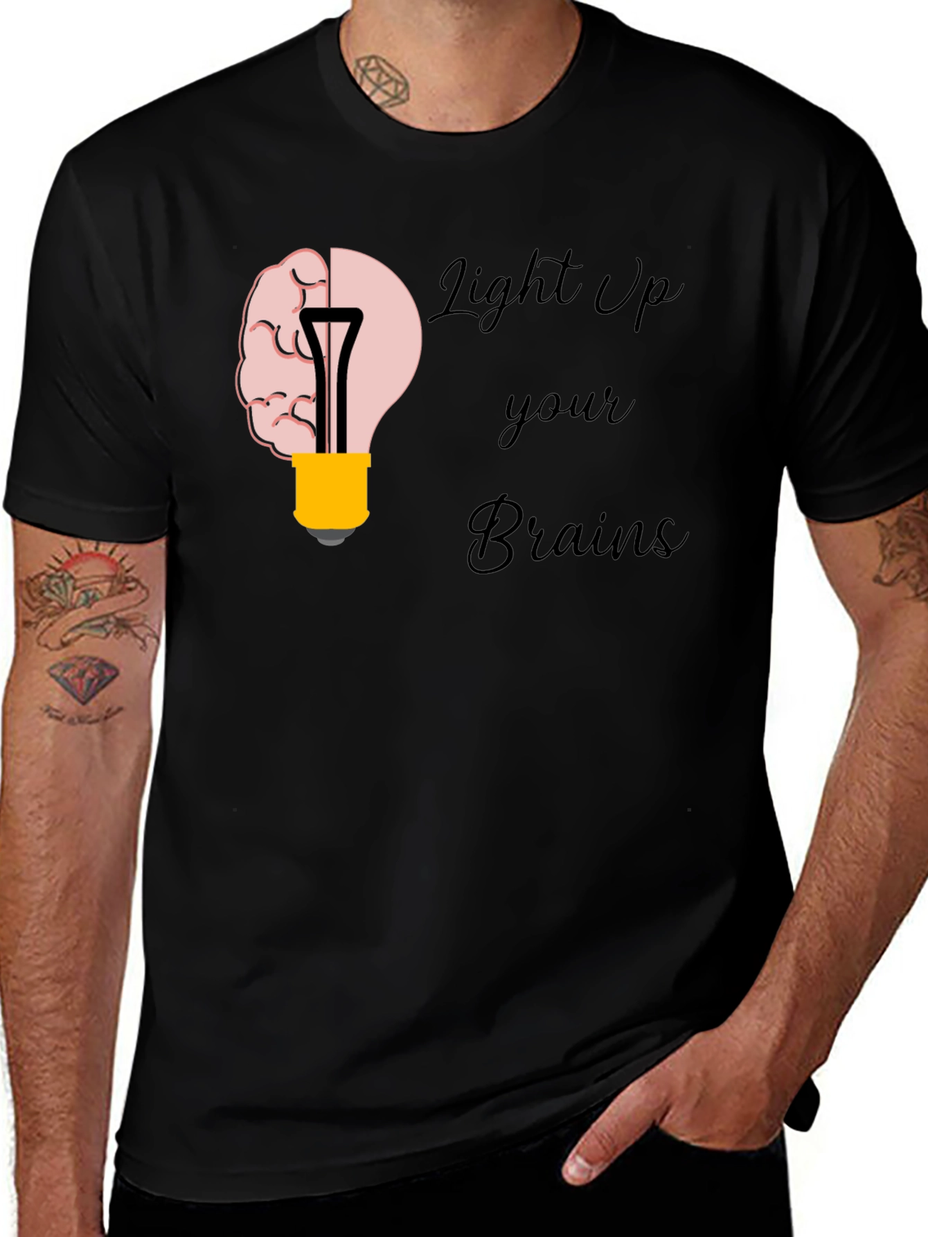 Light Up Your Brains Graphic T-Shirt - Black