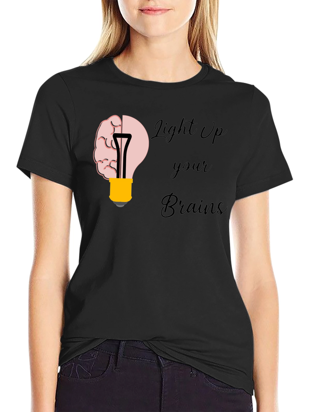 Light Up Your Brains Graphic T-Shirt - Black