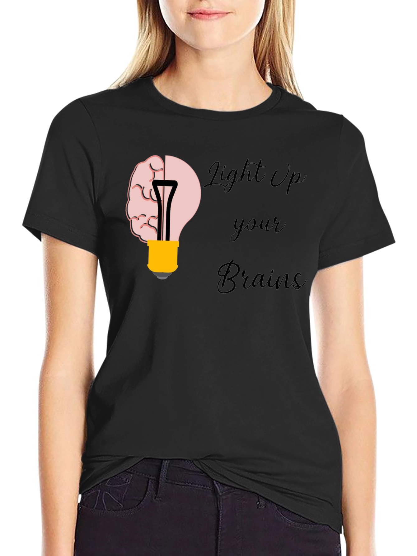 Light Up Your Brains Graphic T-Shirt - Black