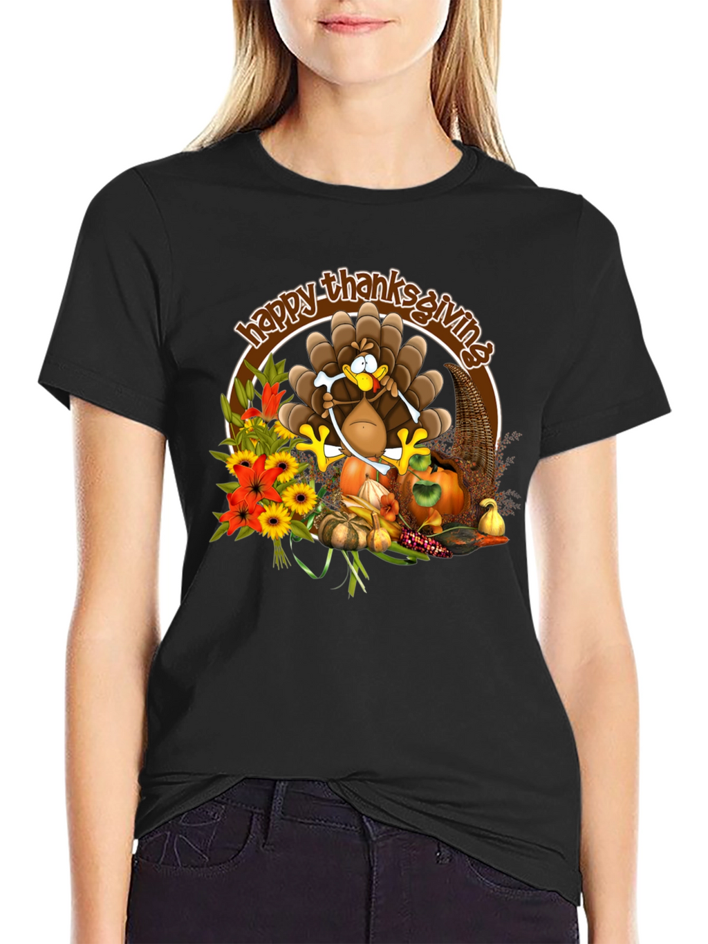 Happy Thanksgiving Turkey Graphic Tee
