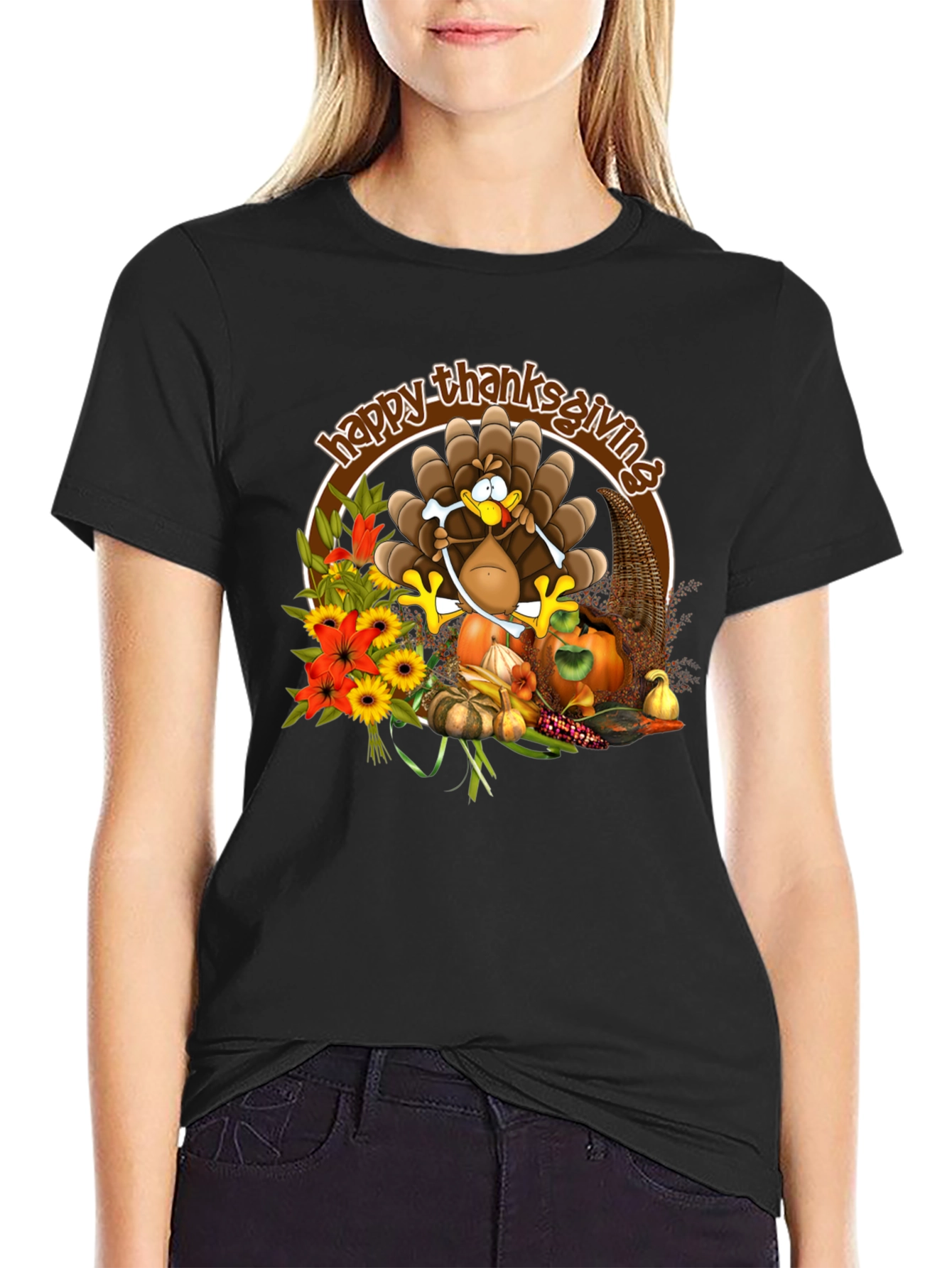 Happy Thanksgiving Turkey Graphic Tee
