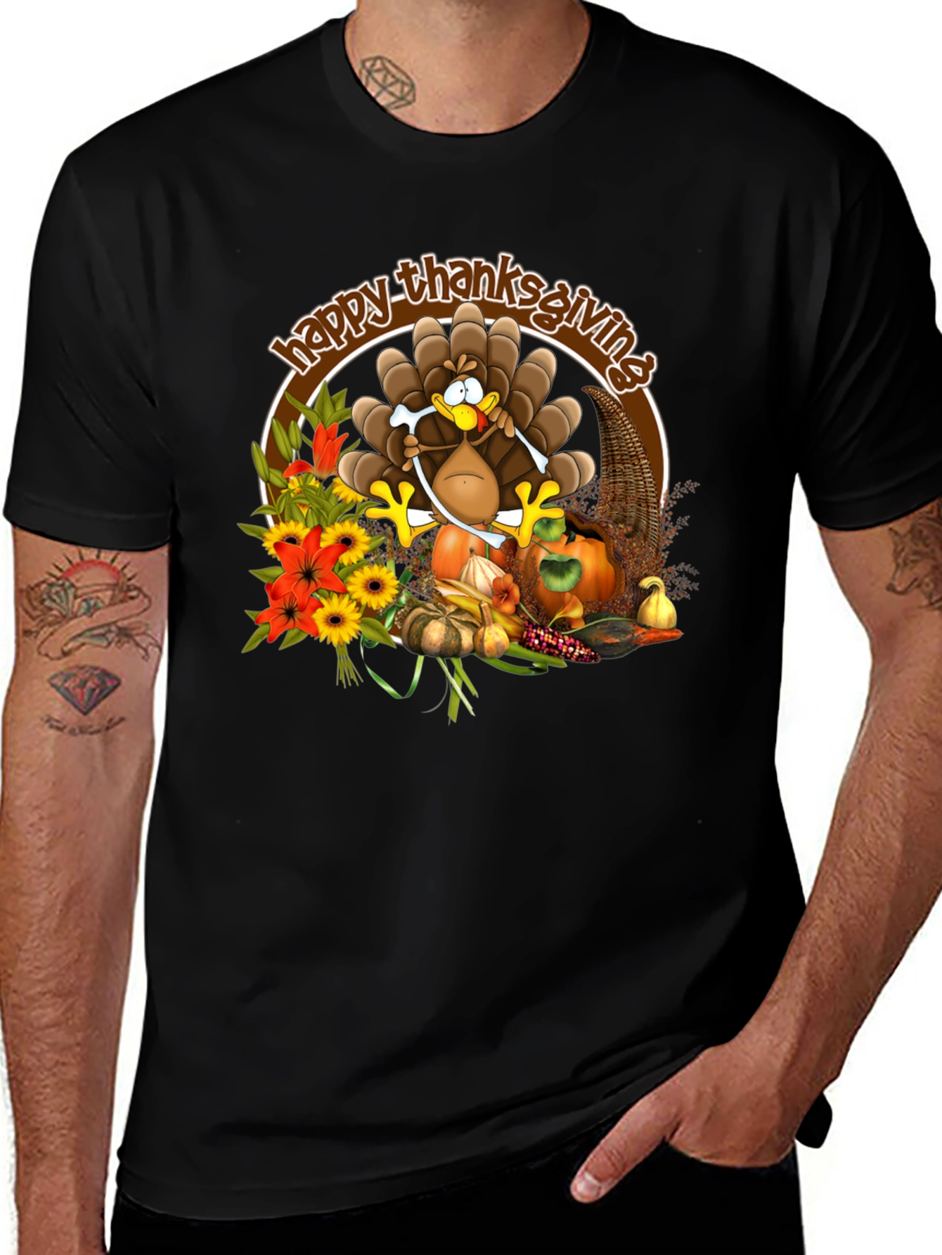 Happy Thanksgiving Turkey Graphic Tee