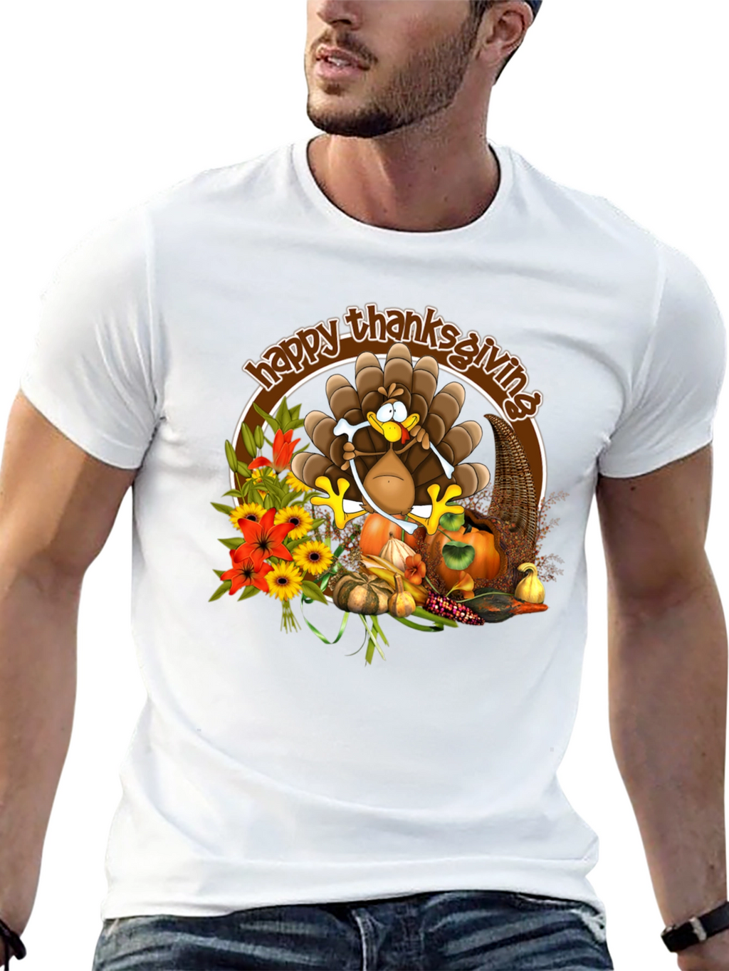 Happy Thanksgiving Turkey Graphic Tee