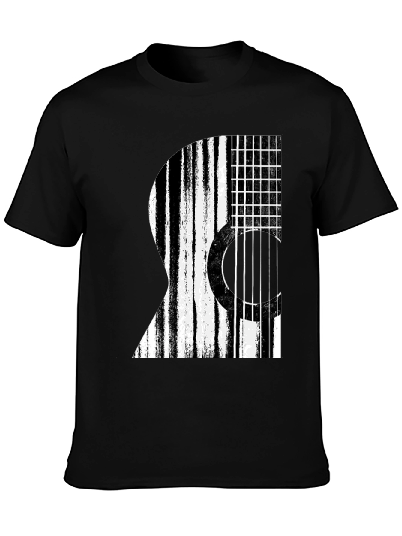 Stripped Guitar Graphic T-Shirt - Black