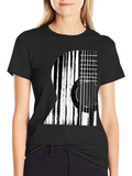 Stripped Guitar Graphic T-Shirt - Black