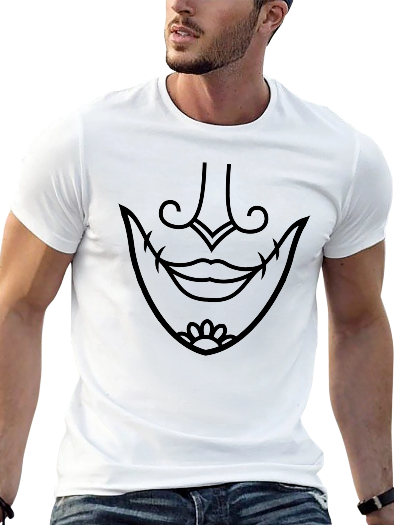 Black Graphic Tee - Samurai Mask Design