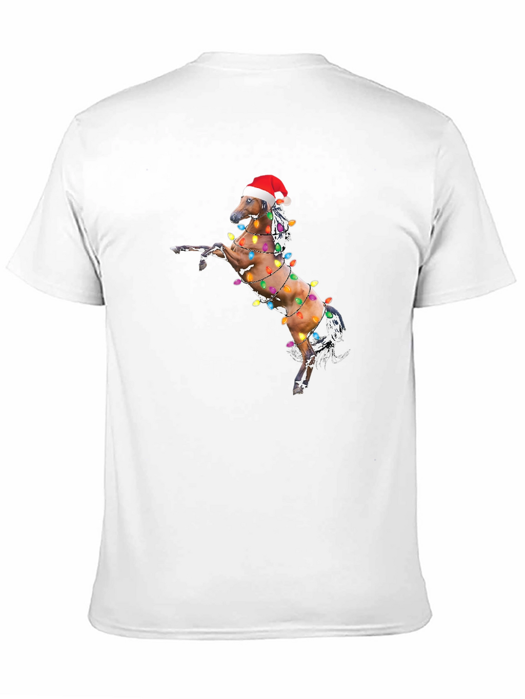 Christmas Horse Lights Black T-Shirt