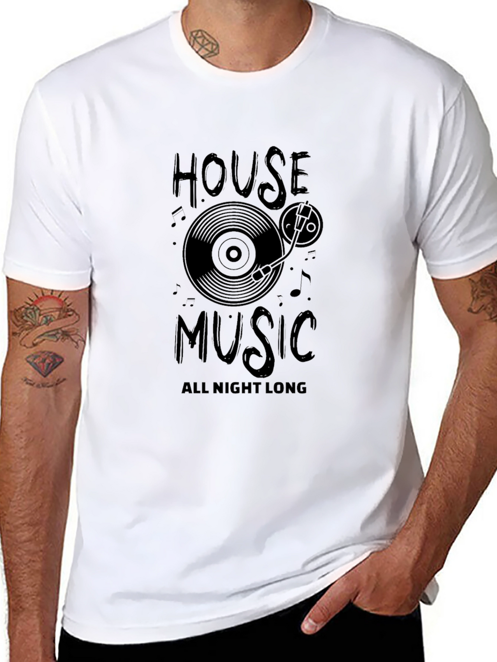 House Music All Night Long Black T-Shirt