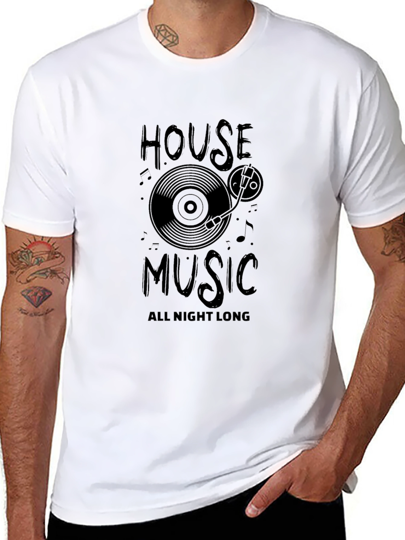 House Music All Night Long Black T-Shirt