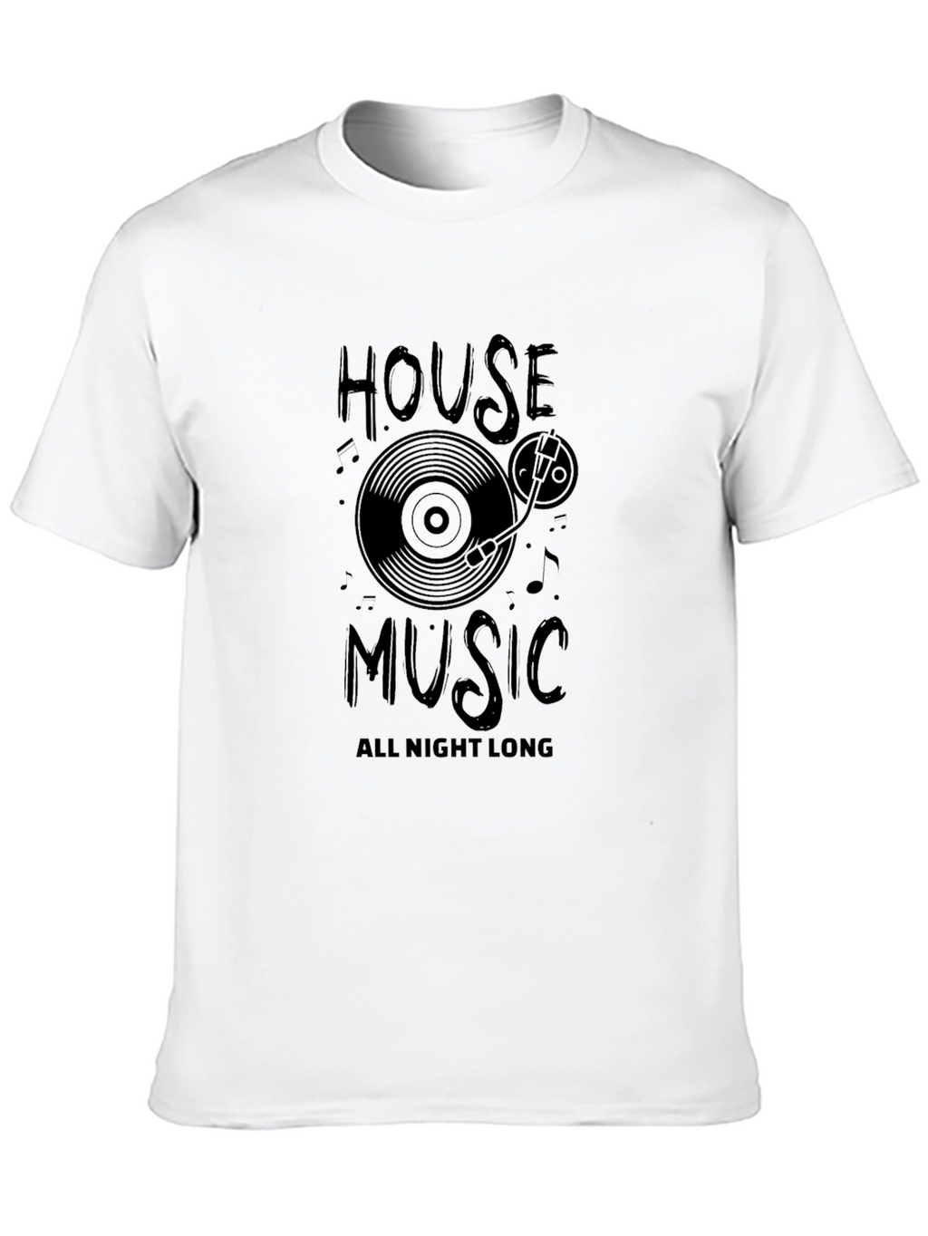 House Music All Night Long Black T-Shirt