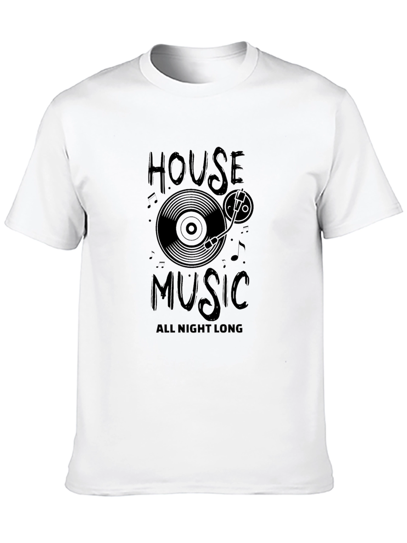 House Music All Night Long Black T-Shirt