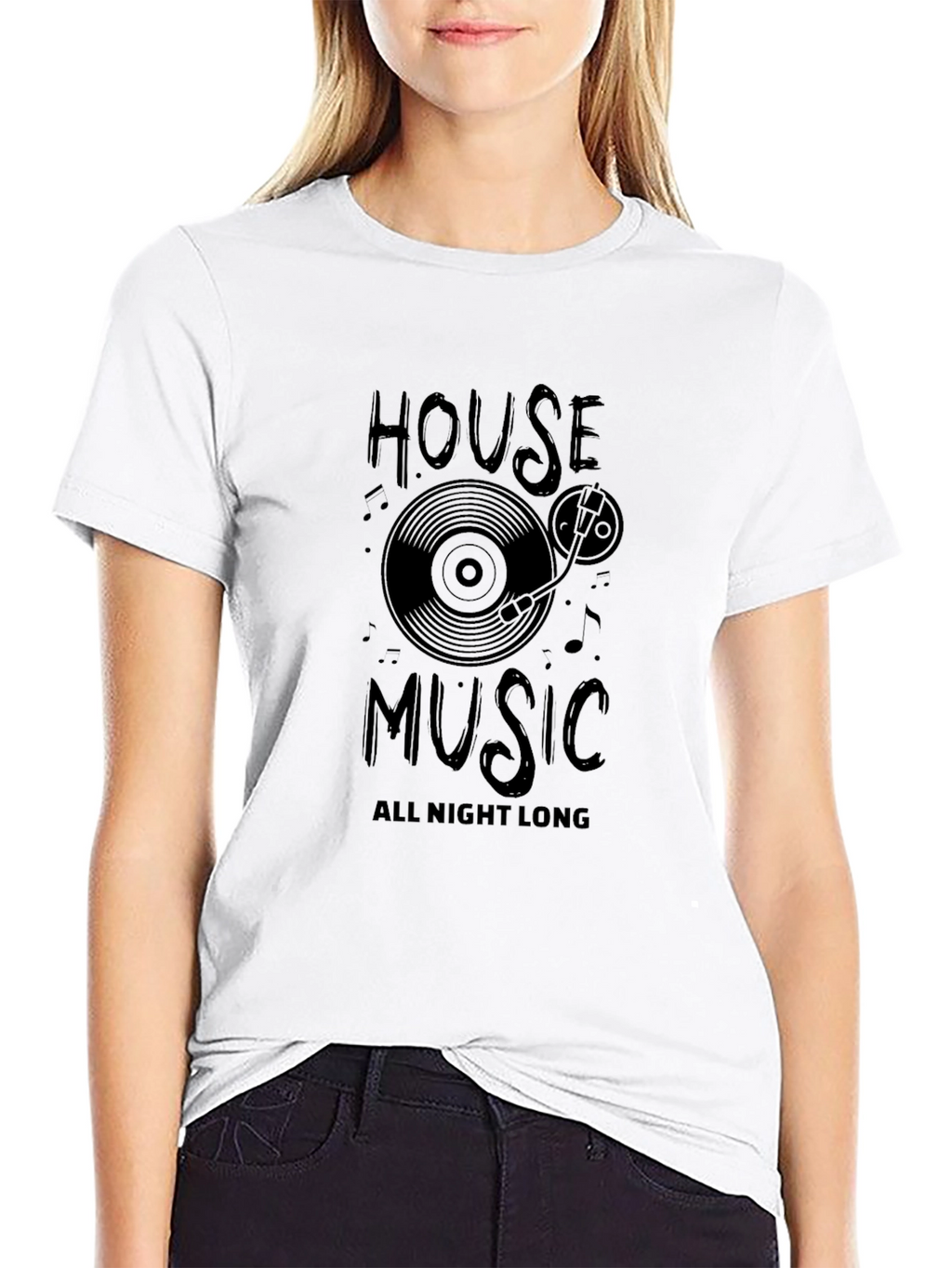 House Music All Night Long Black T-Shirt