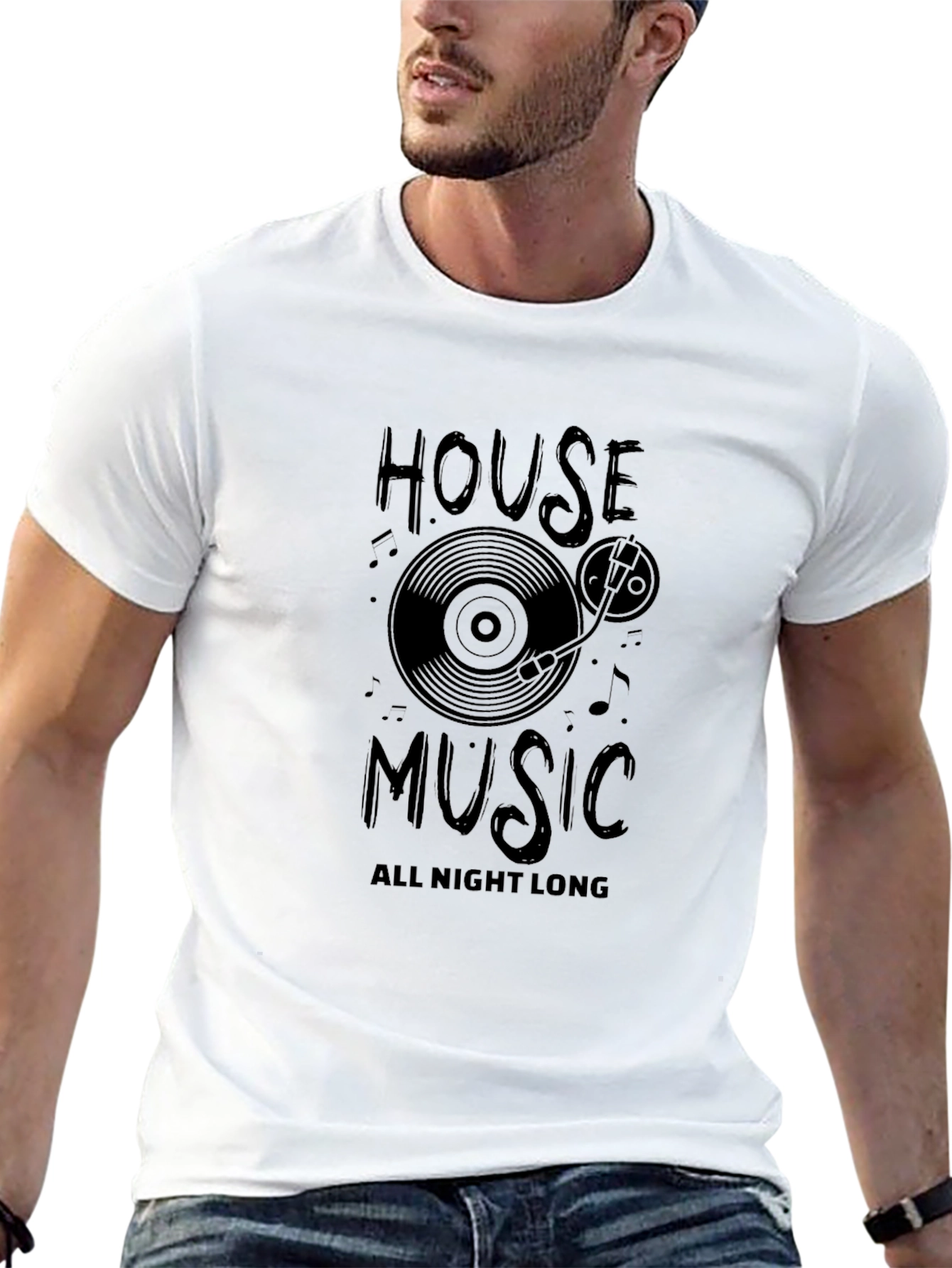 House Music All Night Long Black T-Shirt