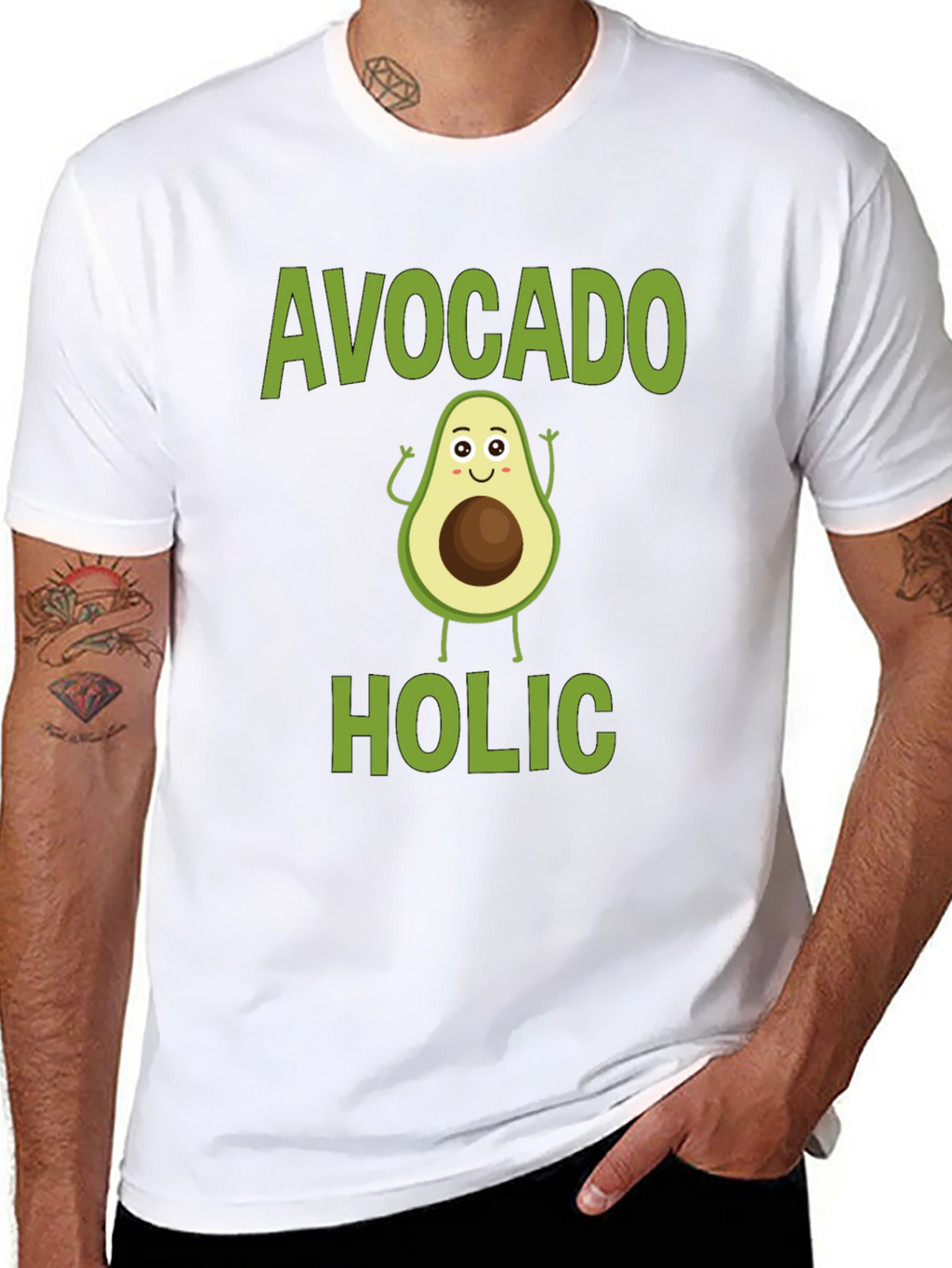 Avocado-holic Graphic Tee - Black Cotton T-Shirt