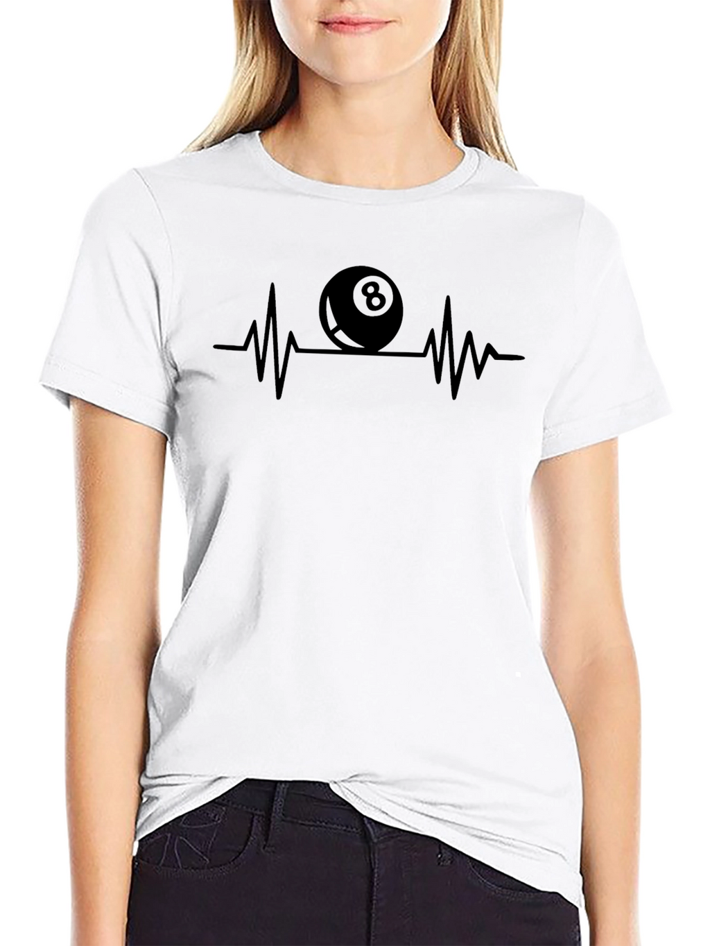 8 Ball Heartbeat Graphic Tee - Pool Player Shirt