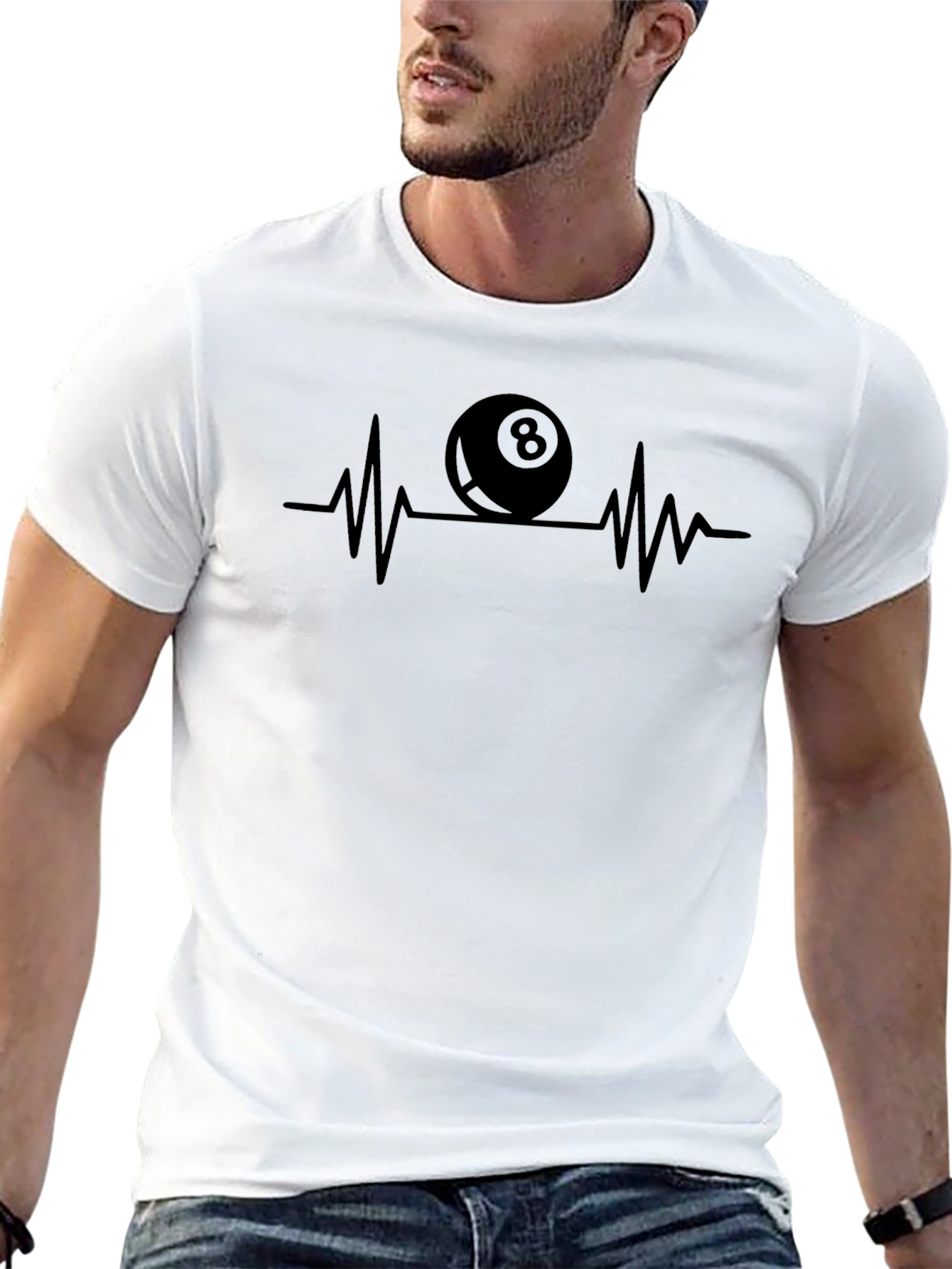 8 Ball Heartbeat Graphic Tee - Pool Player Shirt