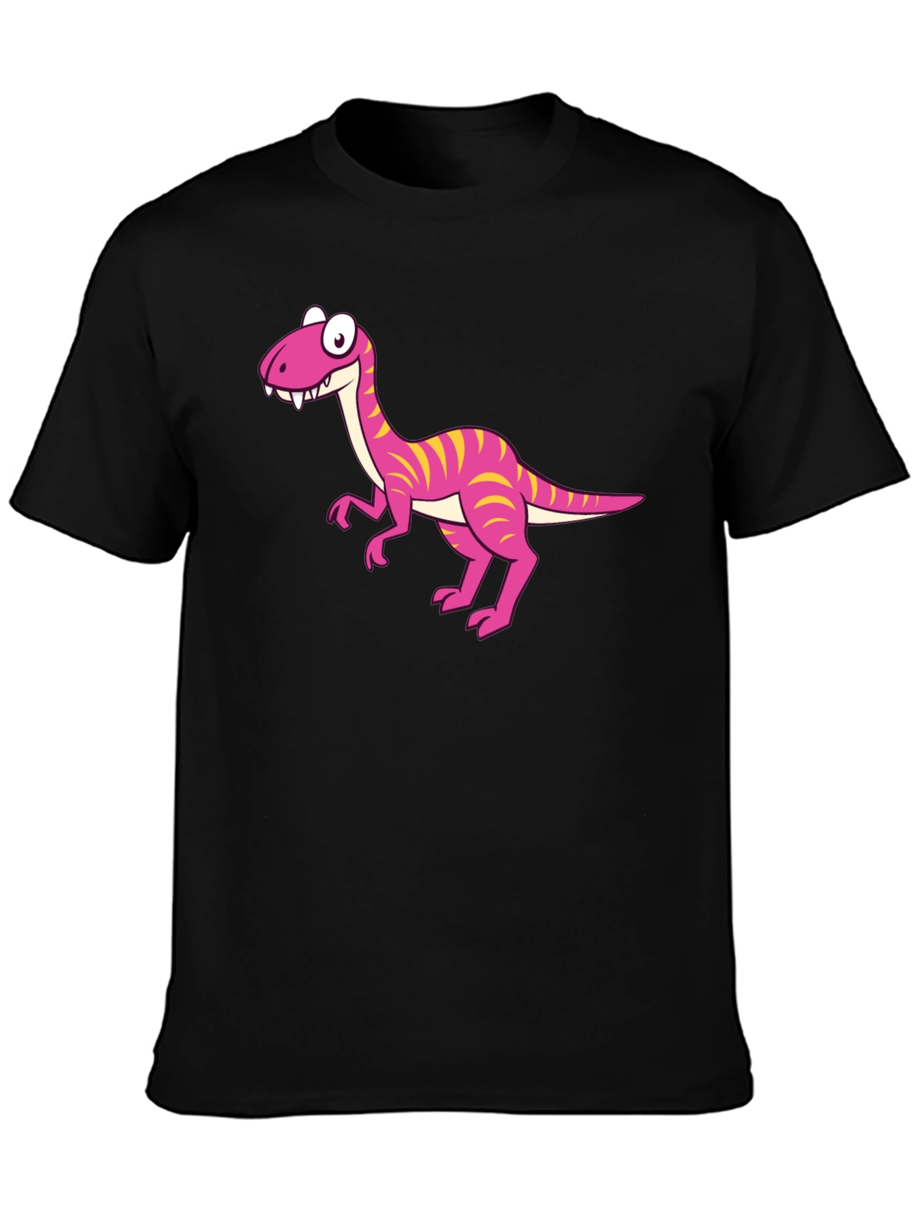 Cartoon Dinosaur Graphic Print Mens Tee - Black