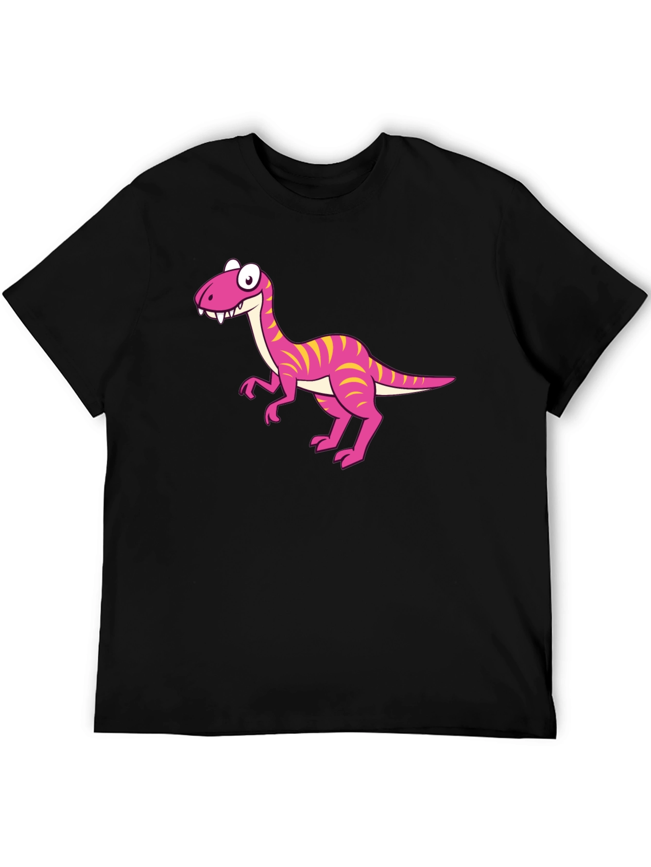 Cartoon Dinosaur Graphic Print Mens Tee - Black