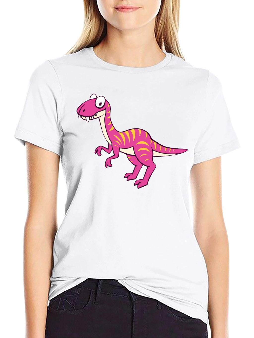 Cartoon Dinosaur Graphic Print Mens Tee - Black