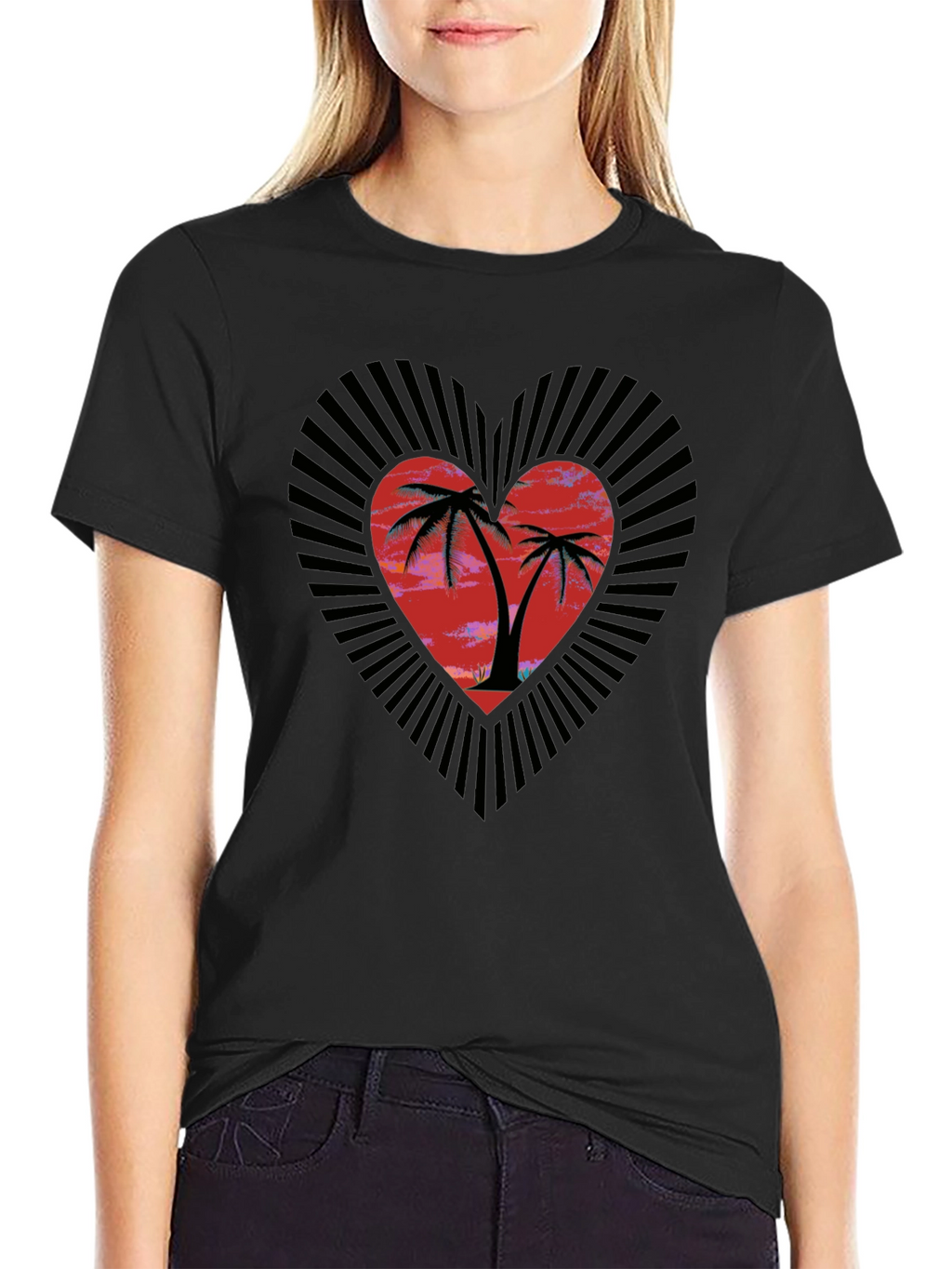 Tropical Heart Palm Tree Graphic Tee
