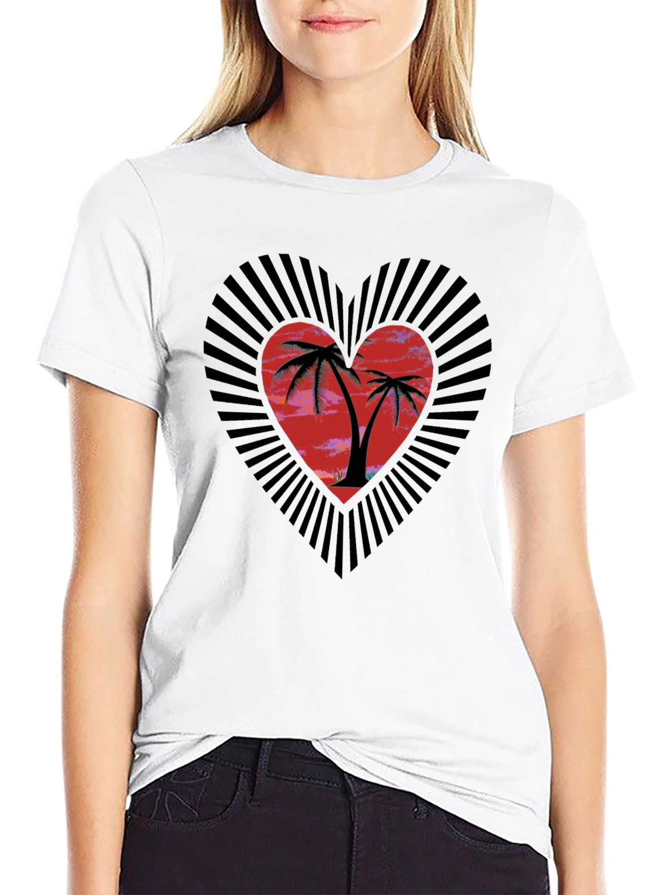 Tropical Heart Palm Tree Graphic Tee