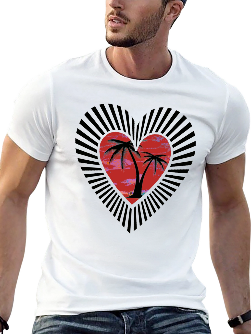 Tropical Heart Palm Tree Graphic Tee
