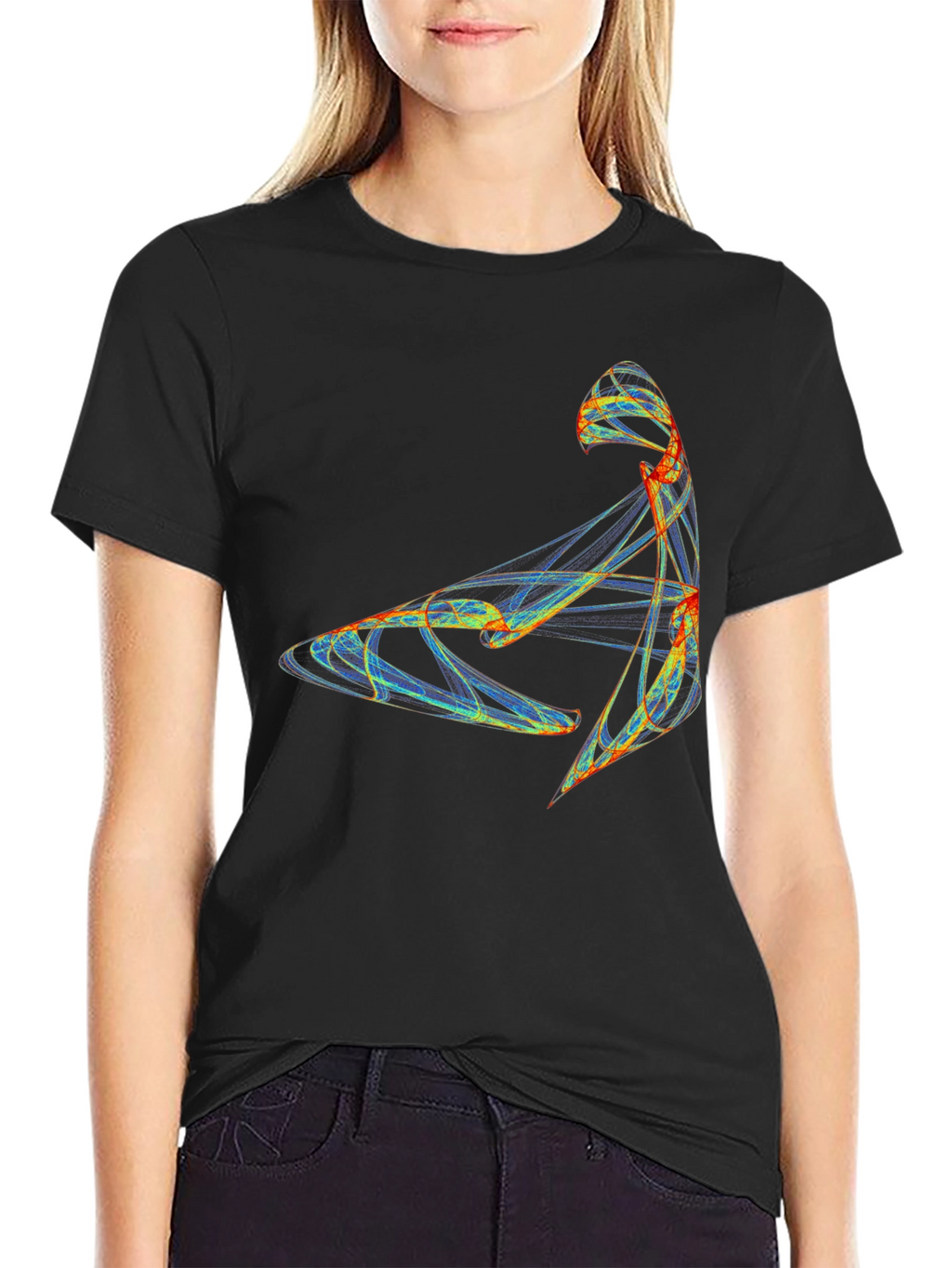 Abstract Art Graphic Tee - Black Casual Cotton Shirt