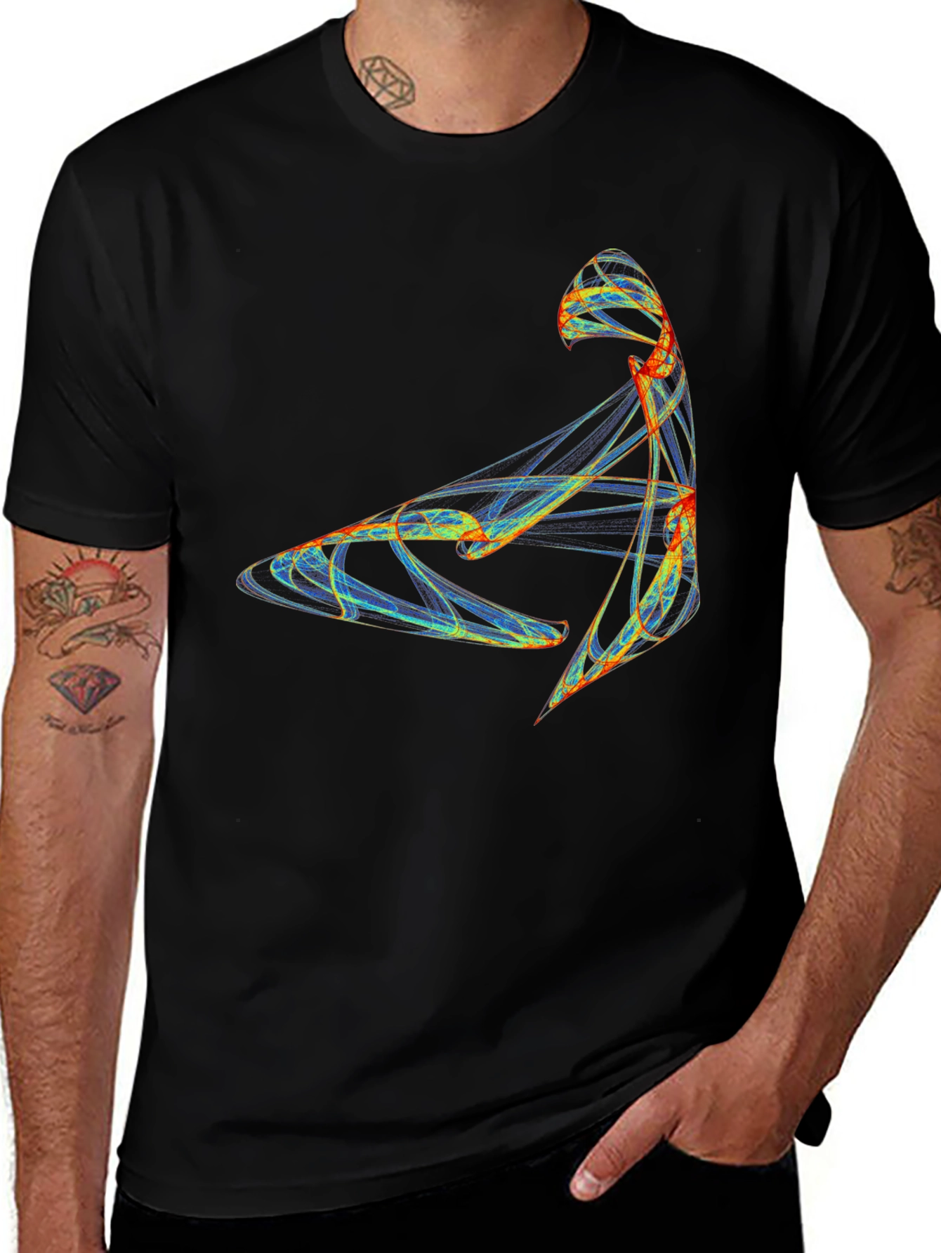 Abstract Art Graphic Tee - Black Casual Cotton Shirt