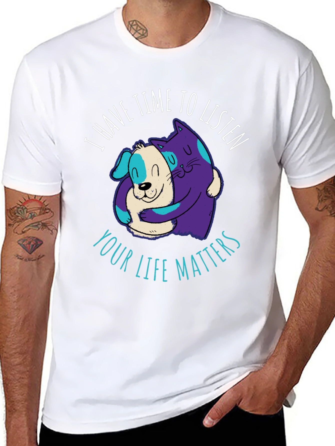 Comfortable T-Shirt: Cat & Dog Your Life Matters