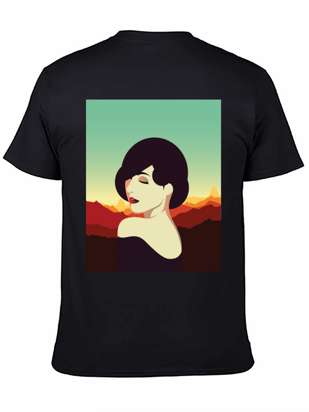Retro Woman Graphic Tee - Stylish Black T-Shirt