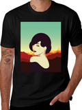 Retro Woman Graphic Tee - Stylish Black T-Shirt