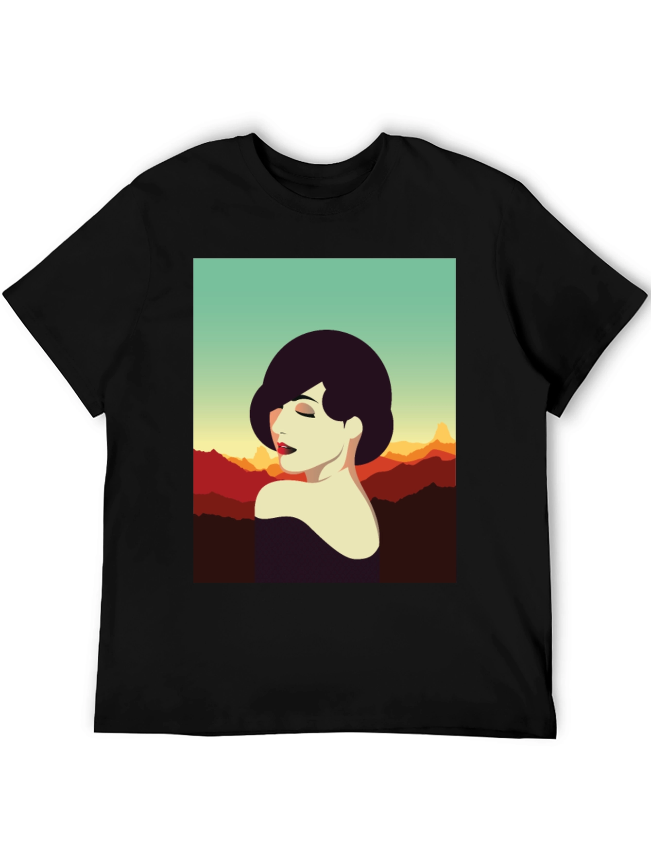 Retro Woman Graphic Tee - Stylish Black T-Shirt