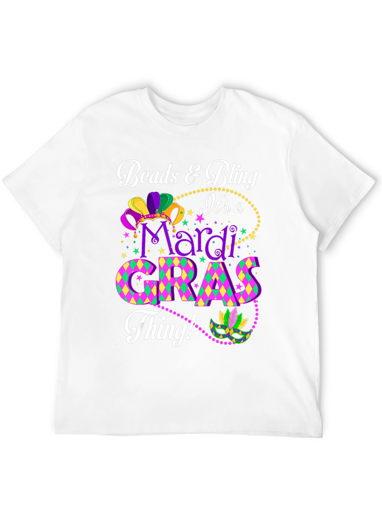 Mardi Gras Beads & Bling Graphic Tee