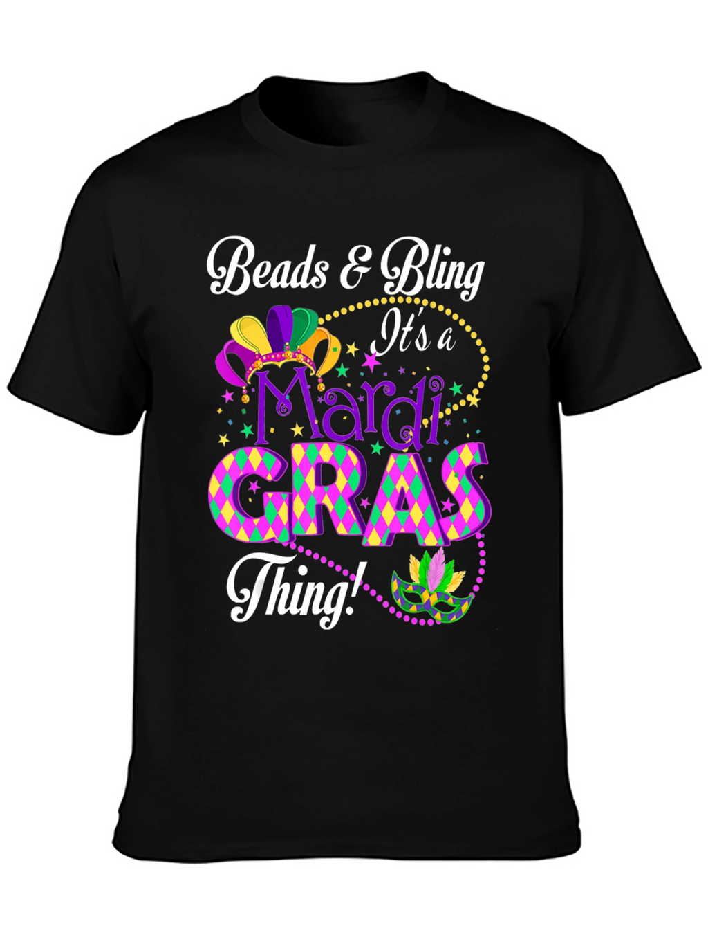 Mardi Gras Beads & Bling Graphic Tee