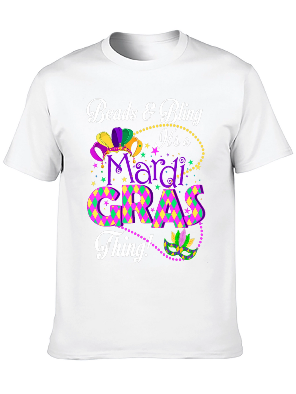 Mardi Gras Beads & Bling Graphic Tee