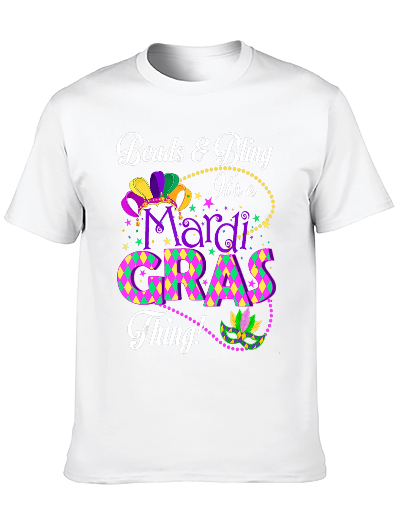Mardi Gras Beads & Bling Graphic Tee