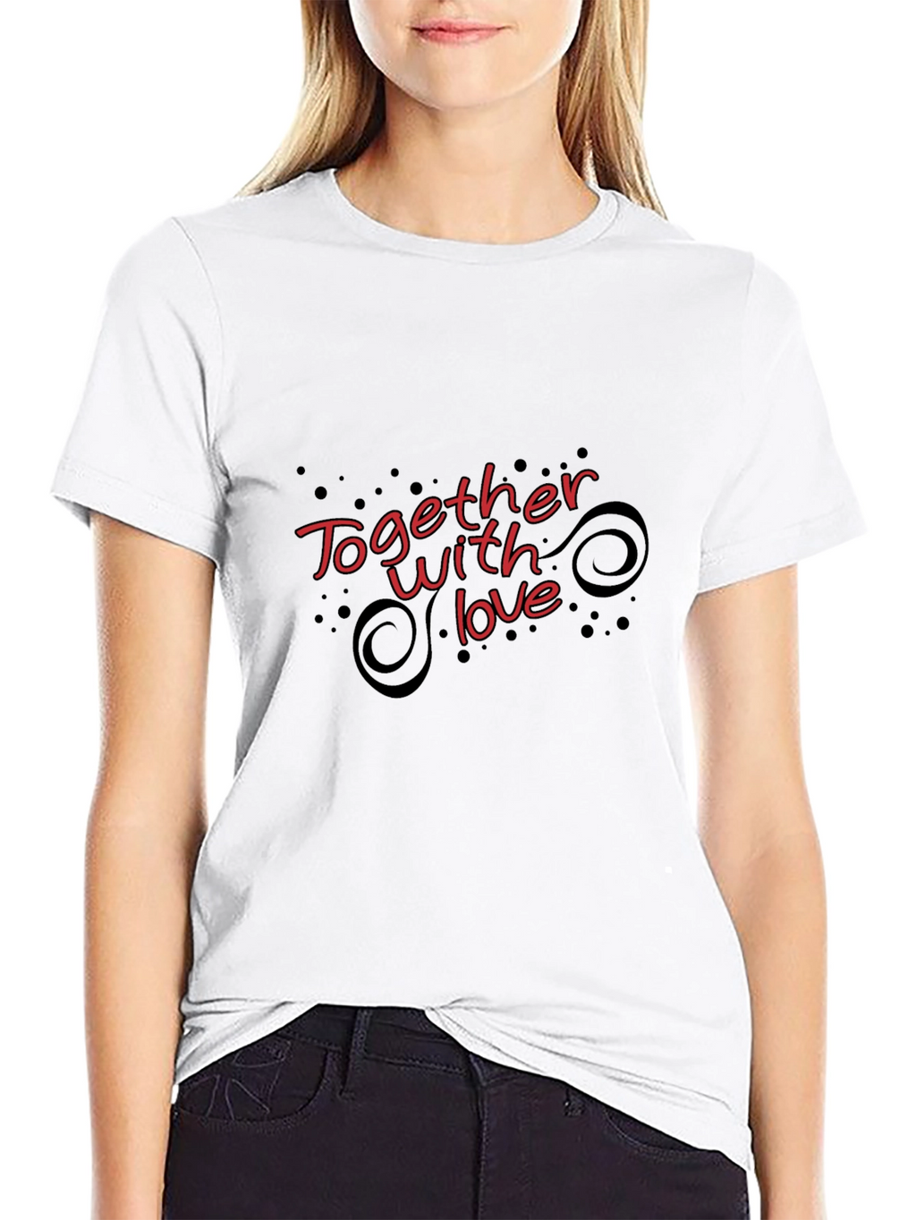 Together With Love Black Graphic T-Shirt