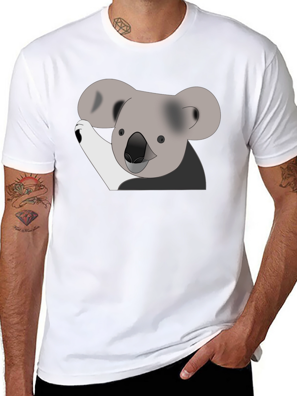 Koala Graphic Print Black T-Shirt