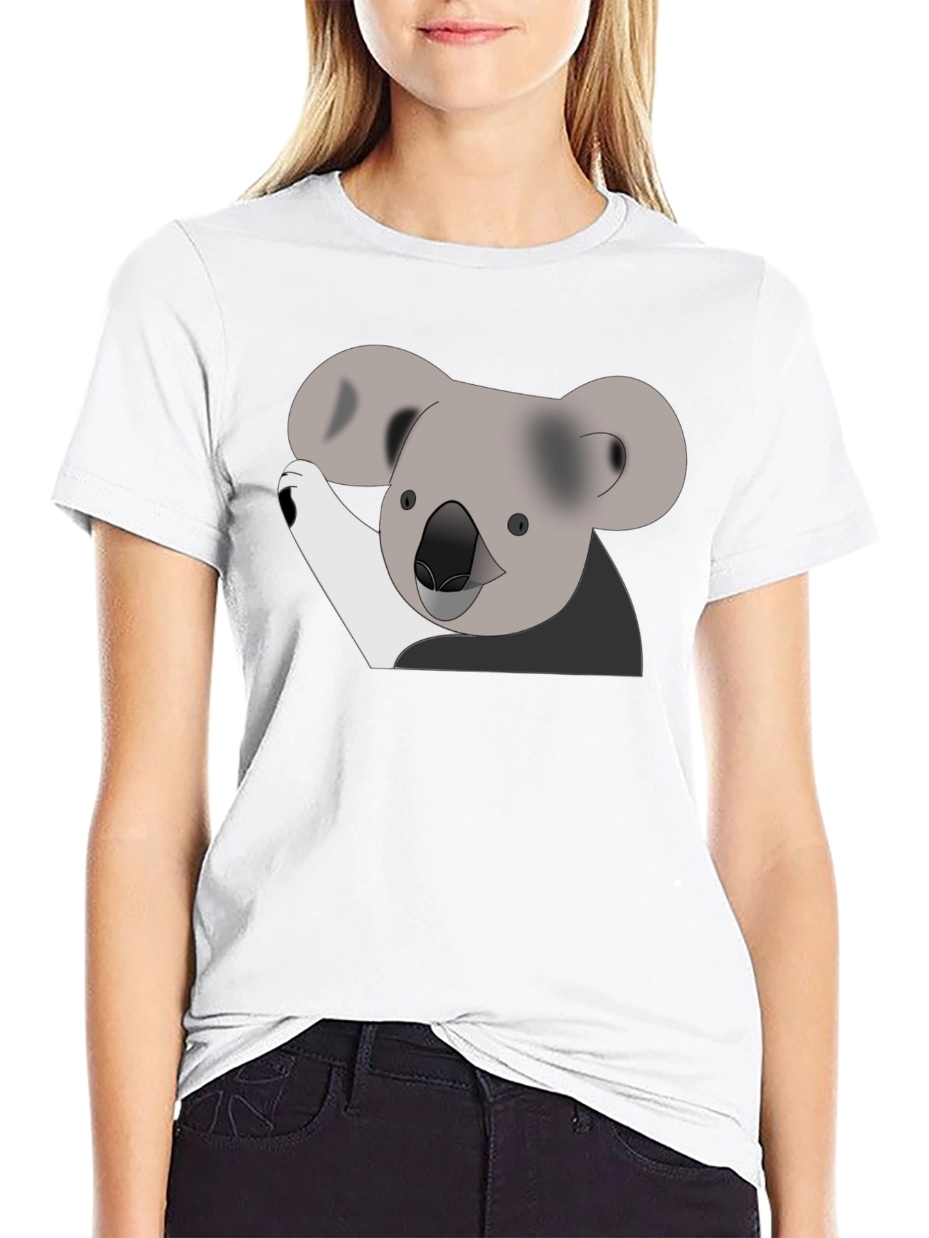 Koala Graphic Print Black T-Shirt