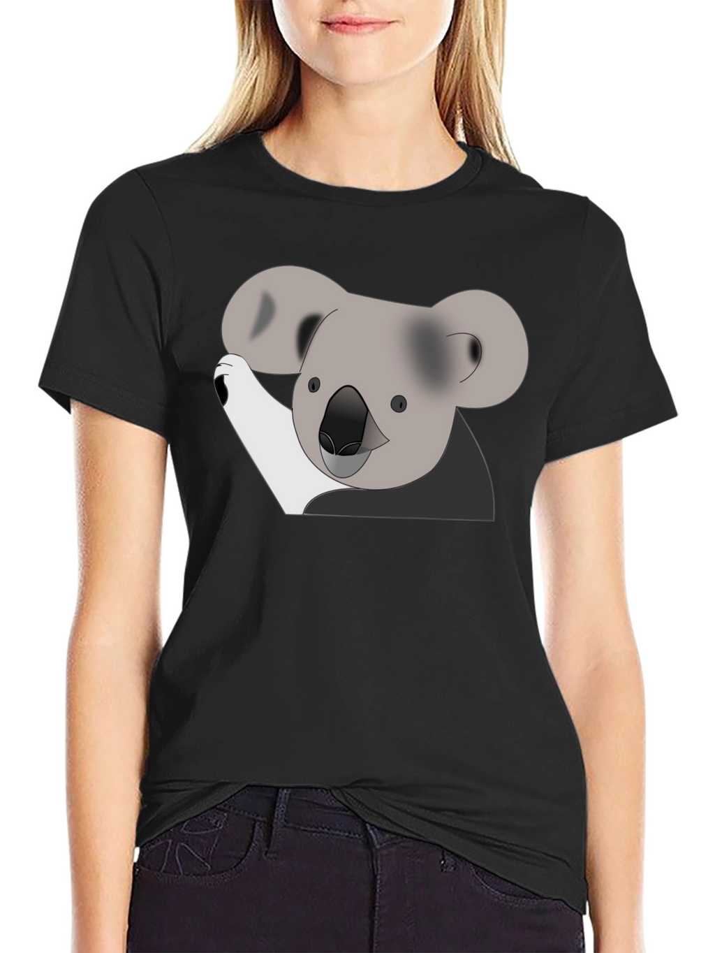 Koala Graphic Print Black T-Shirt