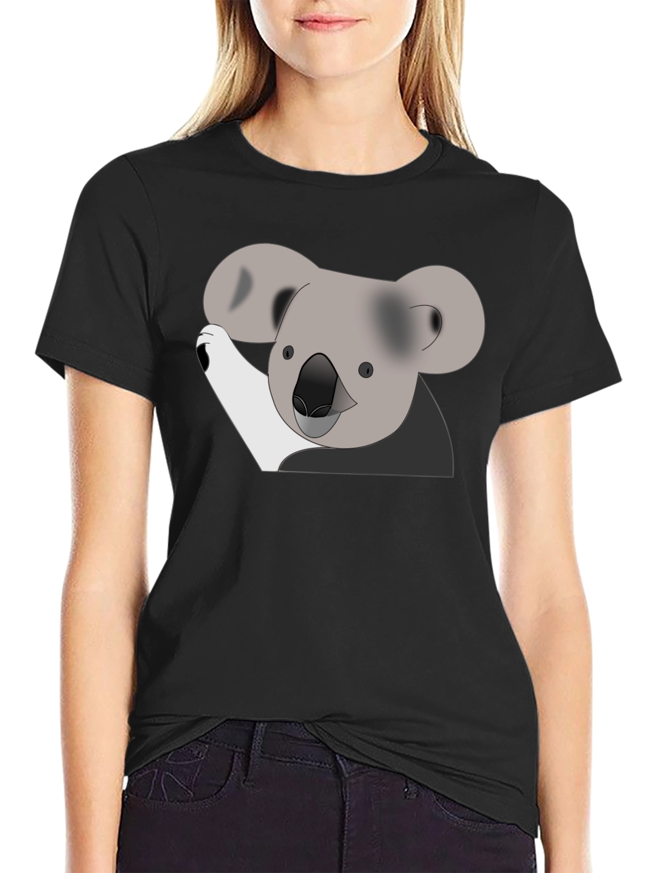 Koala Graphic Print Black T-Shirt