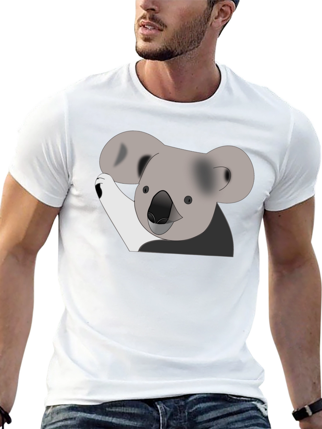 Koala Graphic Print Black T-Shirt