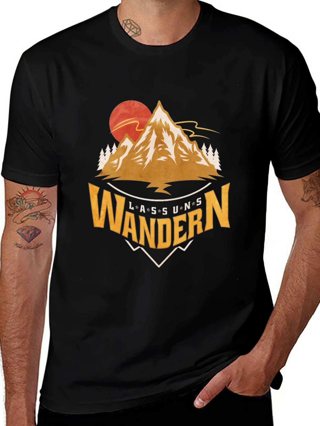 Lass Uns Wandern Graphic Tee - Mountain Adventure Shirt