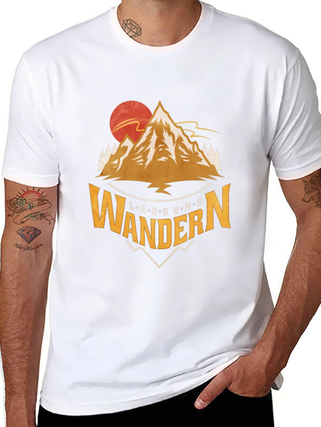 Lass Uns Wandern Graphic Tee - Mountain Adventure Shirt
