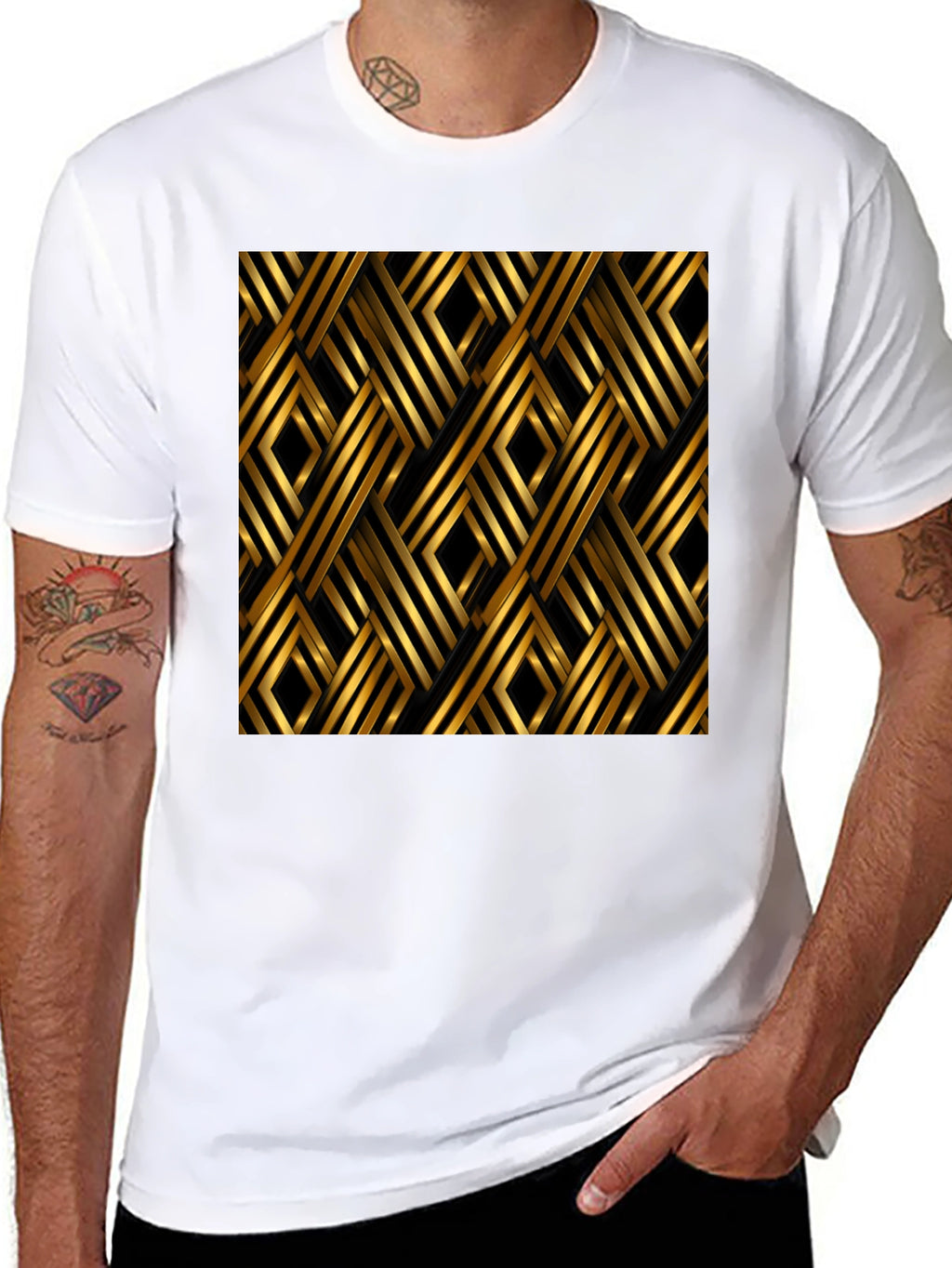 Geometric Gold Pattern T-Shirt