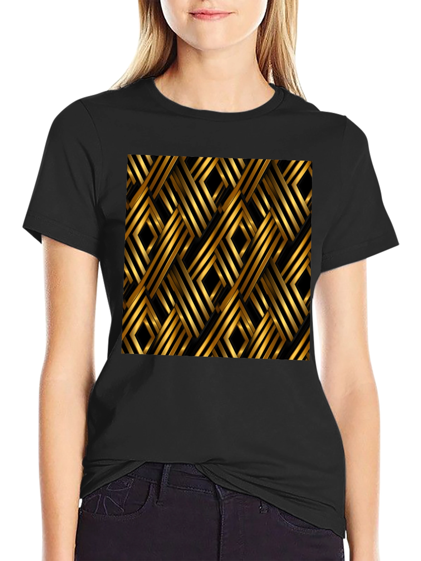 Geometric Gold Pattern T-Shirt