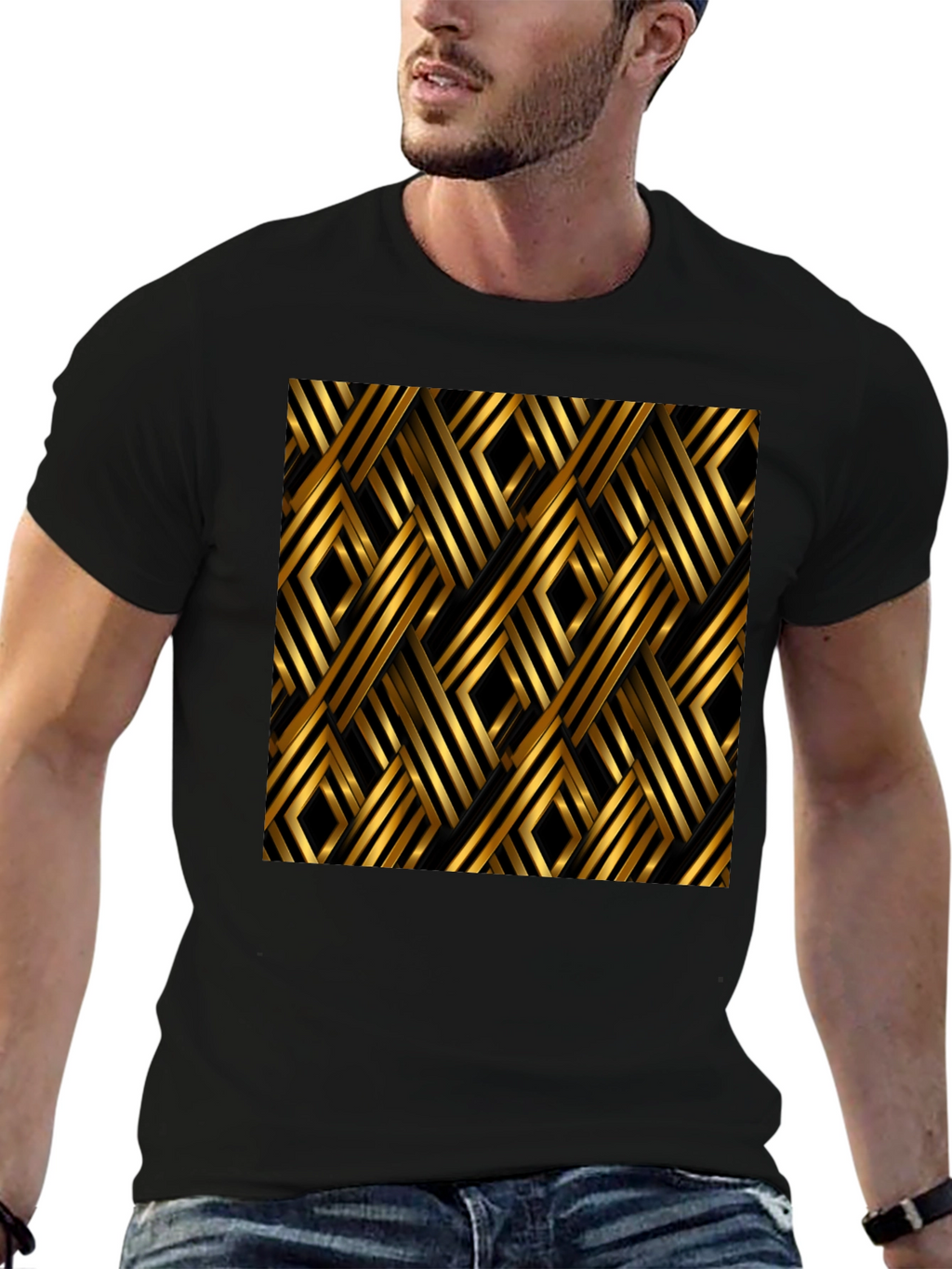Geometric Gold Pattern T-Shirt